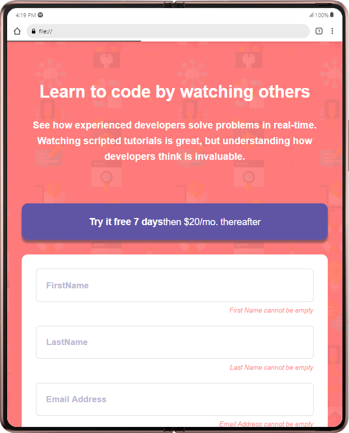 Intro component with sign-up